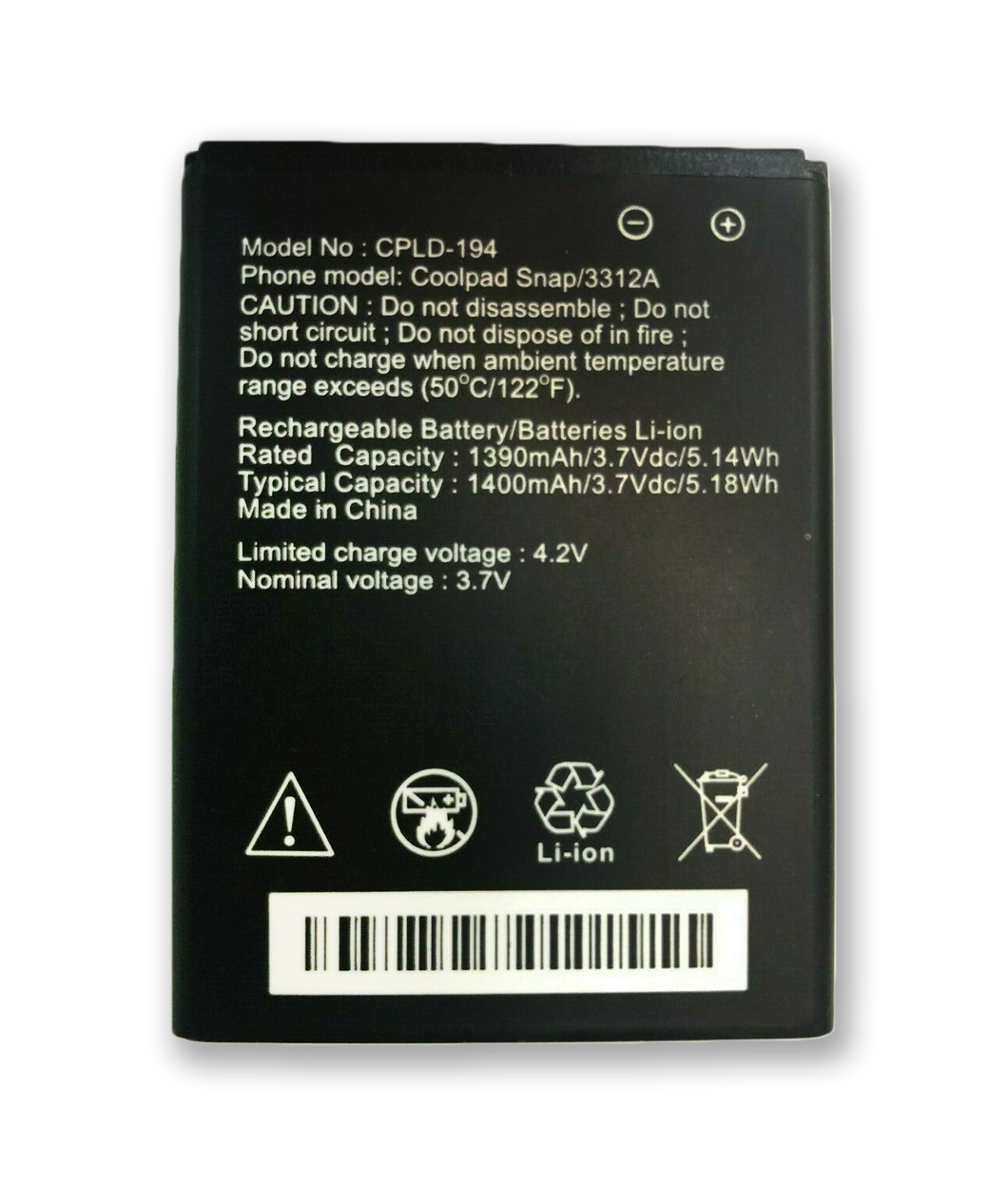 Replacement Battery for CoolPad Snap 3312A CPLD-194 1400mAh