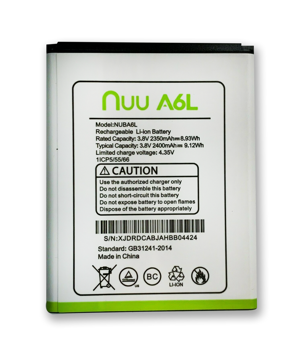 Replacement Battery for NUU Mobile A6L NUBA6L 2400mAh