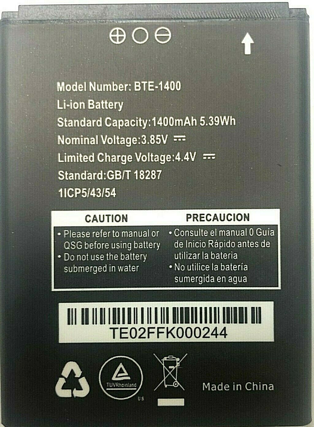 Replacement Battery for Verizon Orbic Journey V RC2200L BTE-1400 1400mAh